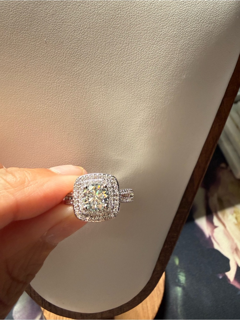 Sterling Silver Halo Ring - White - Picture 2 of 3